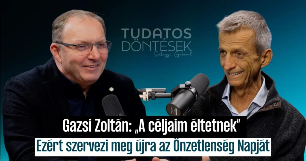 Gazsi Zoltán és Szilágyi Gábor a Tudatos Döntések podcast stúdiójában