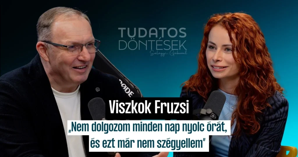 Viszkok Fruzsi és Szilágyi Gábor a Tudatos Döntések podcast stúdiójában