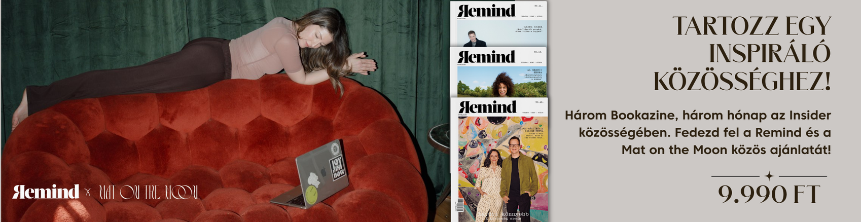 Remind × Mat on the Moon csomagajánlat – három Bookazine és három hónap Insider tagság, 9 990 Ft